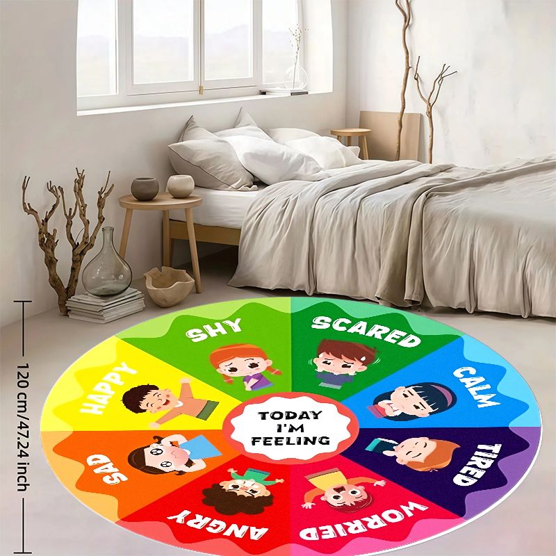 Kids Education Charts - Duygu Çarkı Çocuklar İçin Yuvarlak Halı