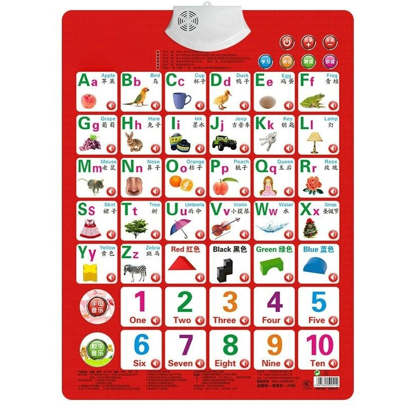 Kids Education Charts - Öğrenmek Sayılar Alfabe Kartı Kitap Bebek
