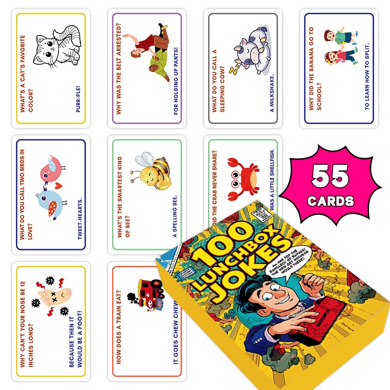 Kids Education Questions - 100 Öğle Yemeği Kutusu Şaka Kartları
