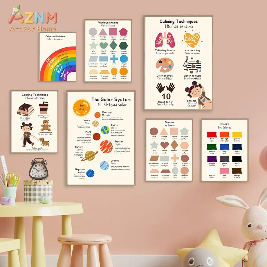Kids Education Charts - AZNM İki Dilli İspanyolca İngilizce Çocuklar