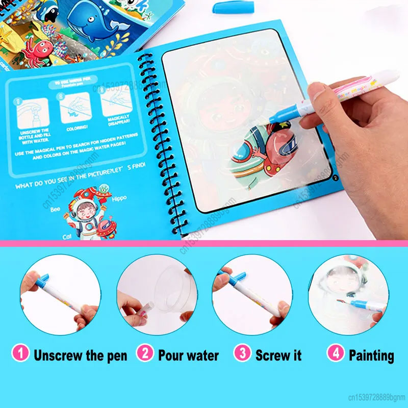 Karikatür sihirli su boyama bo - Kids Education Books incelemesi ve fiyatı